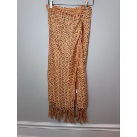 Ramy Brook Gaia Fringe Swim Cover-Up Skirt S Orange/Gold Elastic Waist Pull On - Picture 7 of 16